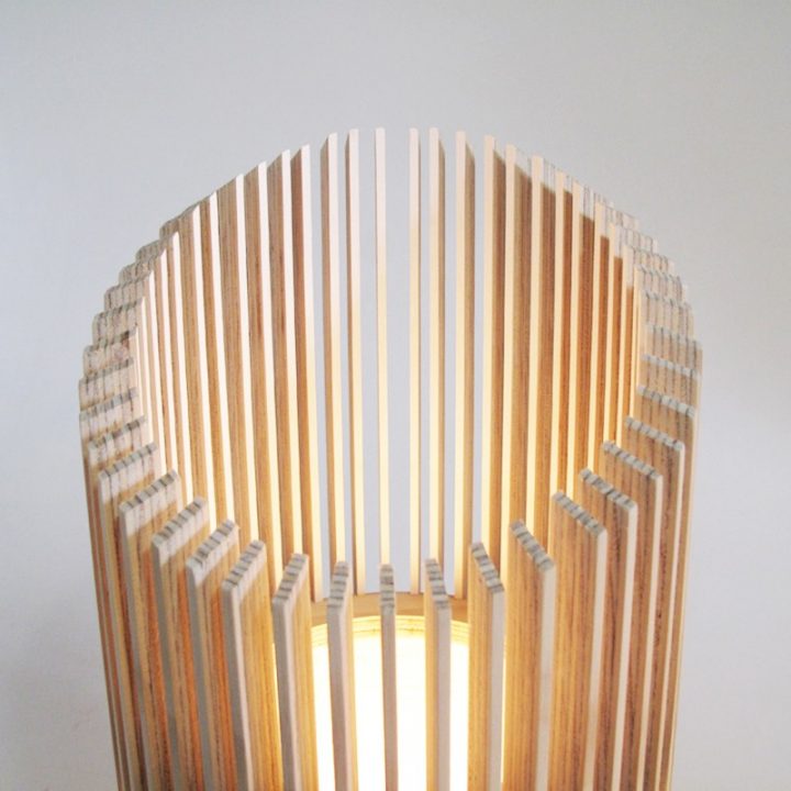 Close up of timber detail on iO Slice light